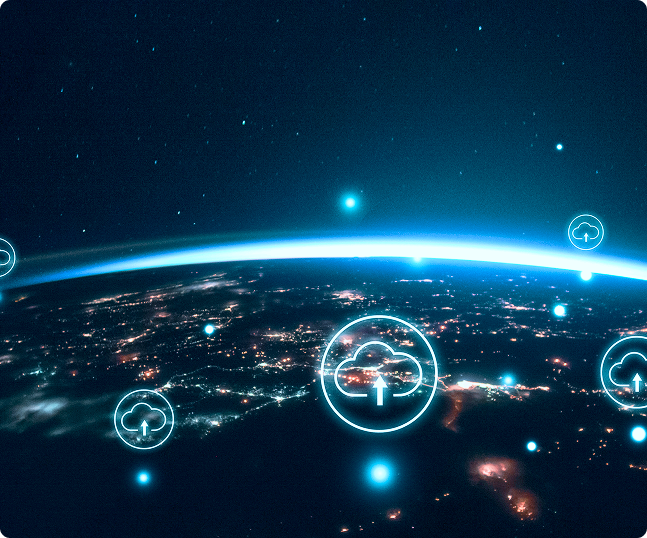 Global network visualization with connected nodes